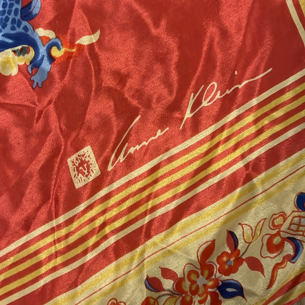 Vintage Anne Klein silk dragon scarf - Picture 2 of 7